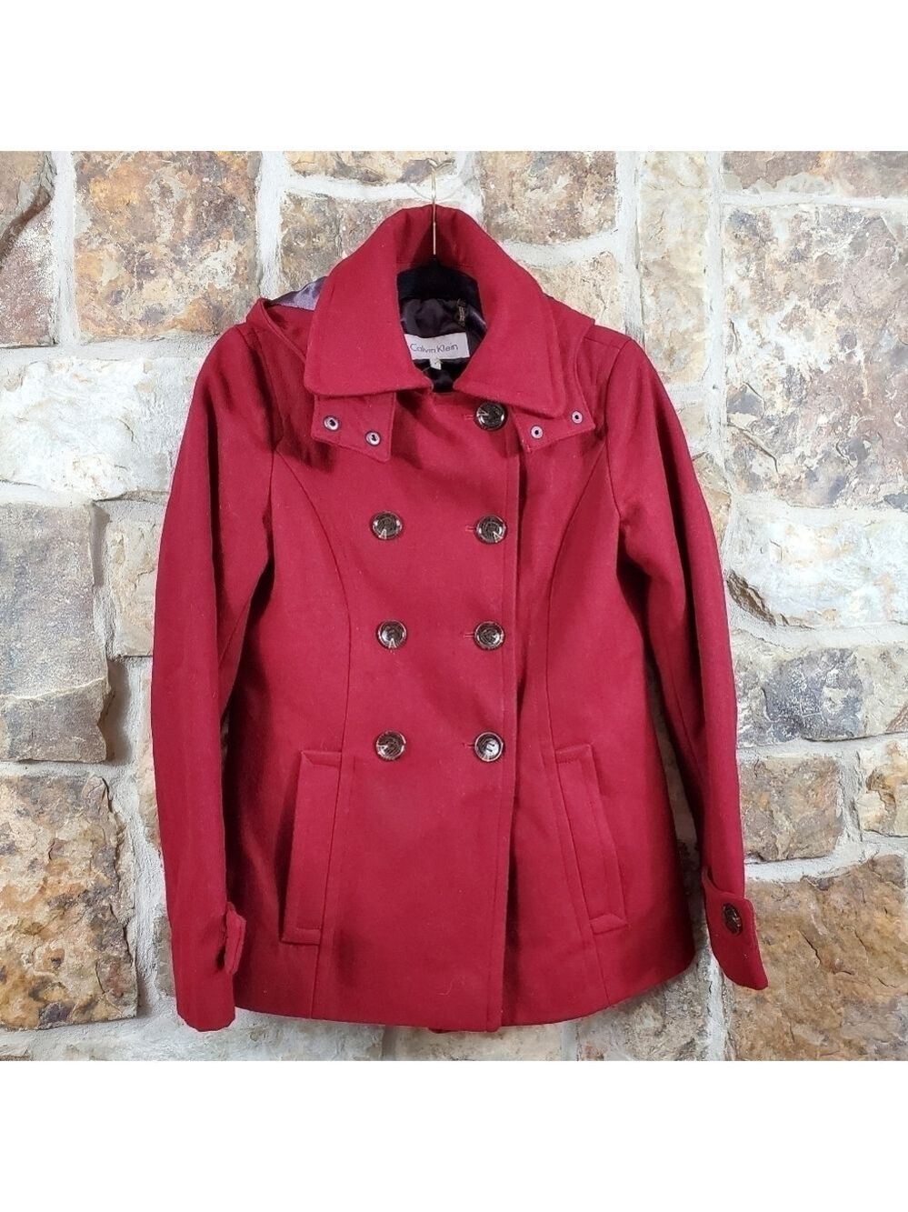 Calvin Klein 4 Wool Double Breasted Coat Jacket
